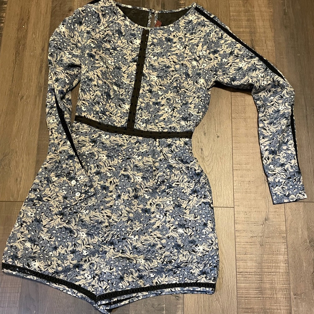 Anthropologie Blue Floral Romper